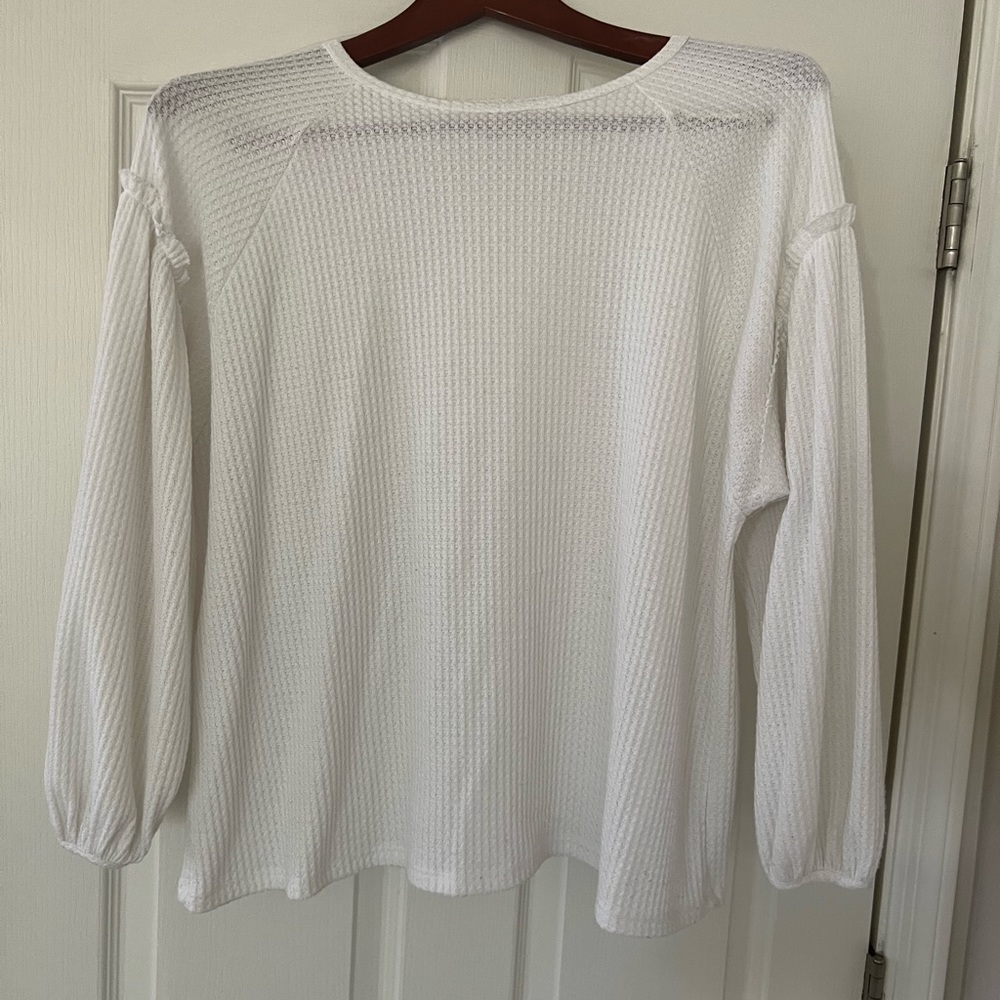 Women’s long sleeve ivory waffle knit top